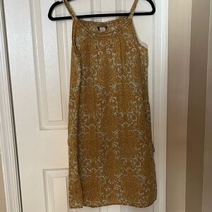 J. Crew Gold and Cream Patterned Mini Dress